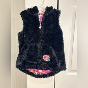 Disney Store Minnie Mouse Clubhouse Faux Fur Hooded Vest for Girls Size 7/8